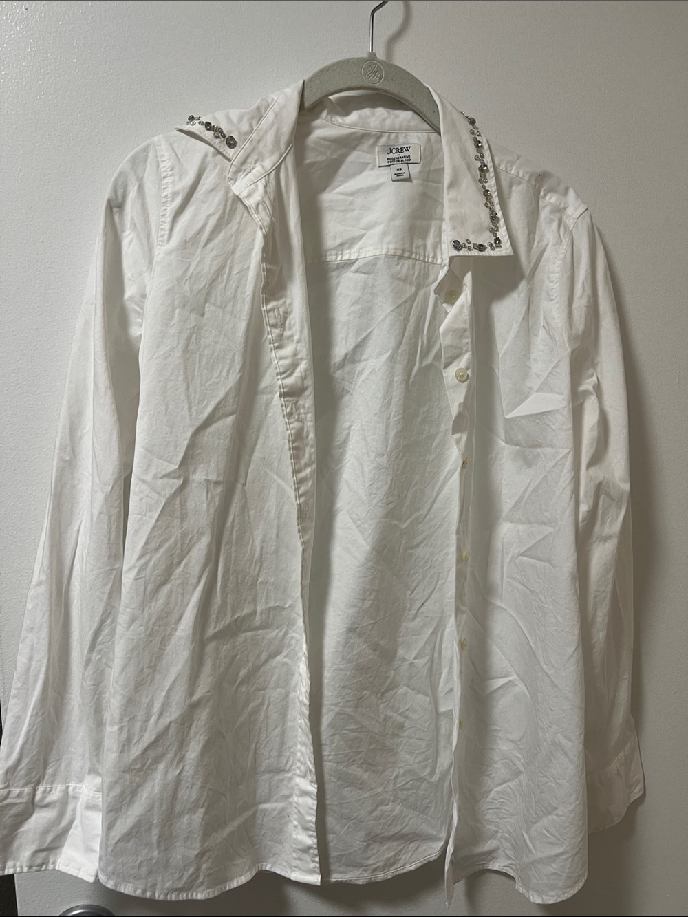 J. Crew White Men's Bejeweled-Collar Dress Shirt